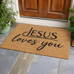 Jesus Loves You Doormat - Custom Faith Welcome Rug Christian Home Sign - thumbnail 2