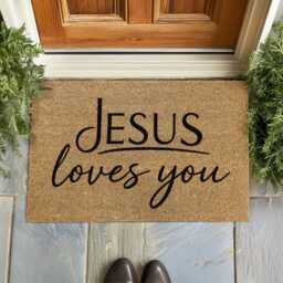 Jesus Loves You Doormat - Custom Faith Welcome Rug Christian Home Sign - thumbnail 4