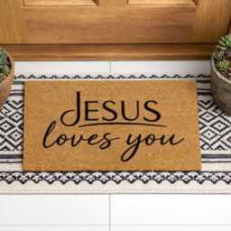 Jesus Loves You Doormat - Custom Faith Welcome Rug Christian Home Sign - thumbnail 3