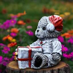Garden Bear Statue Concrete Teddy Figurine Outdoor Animal Decoration Handmade Ornament Teddy Lover Gift Art - thumbnail 2