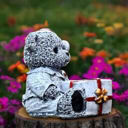 Garden Bear Statue Concrete Teddy Figurine Outdoor Animal Decoration Handmade Ornament Teddy Lover Gift Art - thumbnail 1