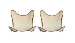 Butterfly Chair Cover Set Natural Cotton Canvas, Brown Trim