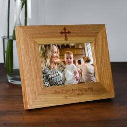 Personalised Thank You For Being My Godmother Wooden Photo Frame Landscape Christening Baptism New Baby Gift Ideas Godparent - thumbnail 2
