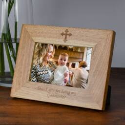 Personalised Thank You For Being My Godmother Wooden Photo Frame Landscape Christening Baptism New Baby Gift Ideas Godparent - thumbnail 3
