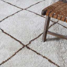 Beni Ourain Moroccan Rug Cream Wool Diamond Berber Carpet - 8.4x5.4 Ft - thumbnail 3