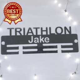 Triathlon Medal Hanger - Gloss Colours, Custom Name & Colour - thumbnail 1