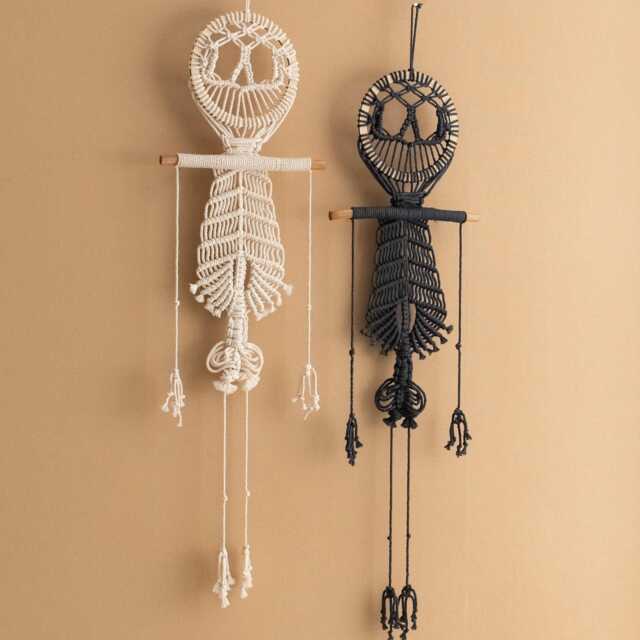 Skeleton Wall Hanging, Halloween Party Decor, Dark Academia Gift, Witchy Goth, Spooky Halloween, Macrame Handmade, W94 - image 1