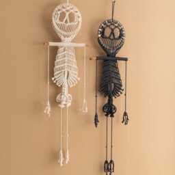 Skeleton Wall Hanging, Halloween Party Decor, Dark Academia Gift, Witchy Goth, Spooky Halloween, Macrame Handmade, W94 - thumbnail 1