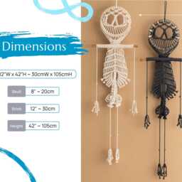 Skeleton Wall Hanging, Halloween Party Decor, Dark Academia Gift, Witchy Goth, Spooky Halloween, Macrame Handmade, W94 - thumbnail 3