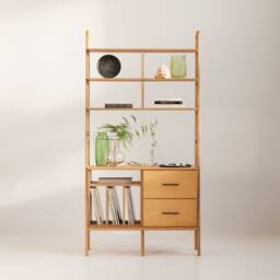 Mid Century Modern Ladder Bookshelf Handmade Walnut Bookcase, Bookshelf, Modular Wall Shelving, Bookcase - thumbnail 2