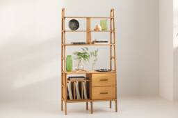 Mid Century Modern Ladder Bookshelf Handmade Walnut Bookcase, Bookshelf, Modular Wall Shelving, Bookcase - thumbnail 1