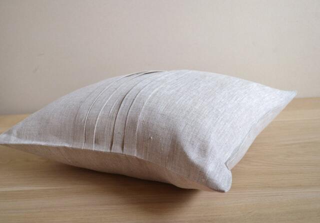 Linen Pillow Case Ecru Tan Cover Eco Friendly Cushion Undyed Decorative With Folds Natural Throw - image 1