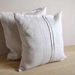 Linen Pillow Case Ecru Tan Cover Eco Friendly Cushion Undyed Decorative With Folds Natural Throw - thumbnail 3