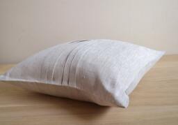 Linen Pillow Case Ecru Tan Cover Eco Friendly Cushion Undyed Decorative With Folds Natural Throw - thumbnail 1