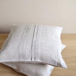 Linen Pillow Case Ecru Tan Cover Eco Friendly Cushion Undyed Decorative With Folds Natural Throw - thumbnail 2