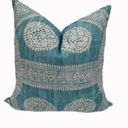 Thibaut Stonington Turquoise Ceylon Collection Cushion Cover Pillow Double Sided - thumbnail 2