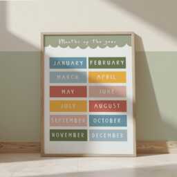 Colourful Months Of The Year Print, Educational Learning Poster, Classroom Decor, Education Montessori Neutral Playroom Prints - thumbnail 3
