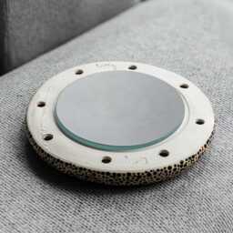 Ceramic Mirror Small Wall Round Vanity Funky Art Wall Sculpture - thumbnail 3
