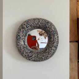 Ceramic Mirror Small Wall Round Vanity Funky Art Wall Sculpture - thumbnail 4