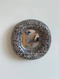 Ceramic Mirror Small Wall Round Vanity Funky Art Wall Sculpture - thumbnail 1