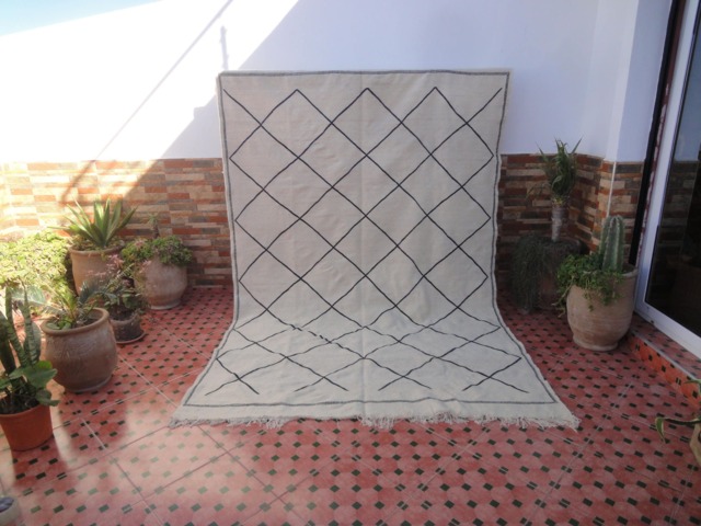 Beni Ourain Rug Handmade Kilim 100% Wool Bouja??d Carpet Moroccan Berber - image 1