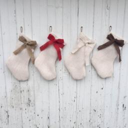 Burlap & Bow Christmas Stocking-Shabby Chic-Natural/Folk/Country/Rustic-Custom Color Combinations Available - thumbnail 1