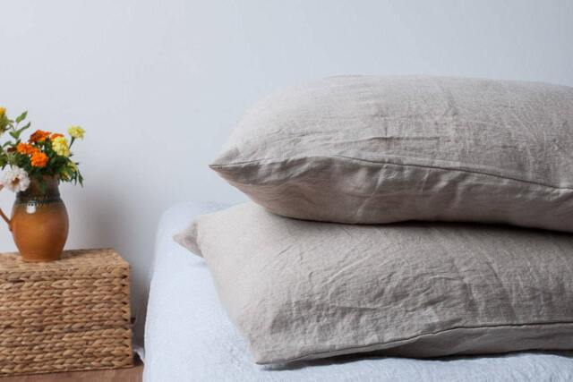 Set Of 2 Natural Linen Pillow Shams, Soft Pillowcases - image 1