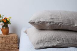Set Of 2 Natural Linen Pillow Shams, Soft Pillowcases - thumbnail 1