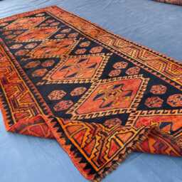 4x8.6 Ft, Hallway Runner Rug, Natural Dyes Vibrant Hand Knotted Rare Diamond Design Luxury Rug - thumbnail 4