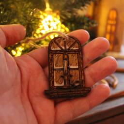 Candle in Window Christmas Tree Bauble Ornament Wood Festive Ireland When You Are Old Prom Book Rustic Handmade Wooden Decoration - thumbnail 3