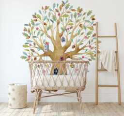 Fairy Tree House Wall Decal Floral Nursery Decor, Magical Forest Sticker, Peel & Stick Art - thumbnail 3