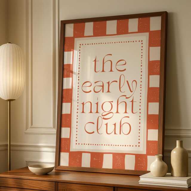 Orange Bedroom Print - Early Night Above Bed Poster Funny Bedroom Decor - image 1