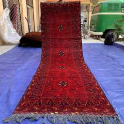 Vintage Bukhara Runner Rug 3x10 Ft Handmade Wool Hallway Carpet - thumbnail 2