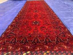 Vintage Bukhara Runner Rug 3x10 Ft Handmade Wool Hallway Carpet - thumbnail 1