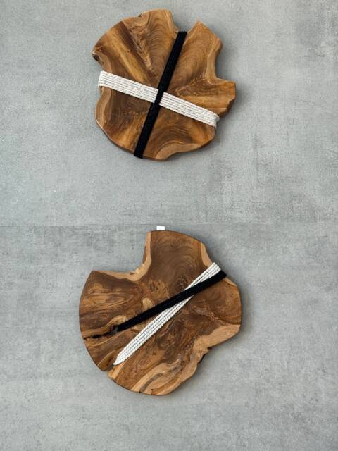 Teak Root Wall Hanging Set 2 Boho Fiber Art Decor - image 1