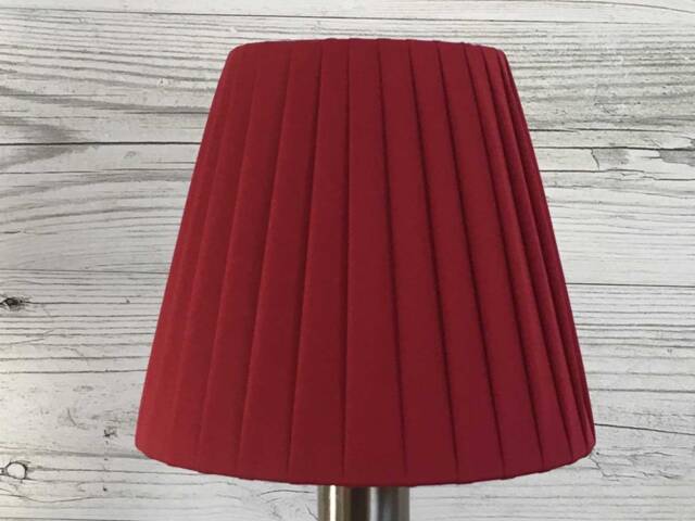 Red Ribbon Pleated Candle Lampshade, Handmade Clip-On Shade - image 1