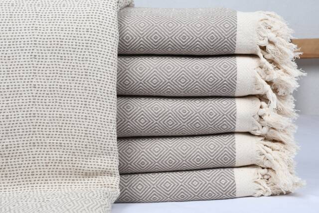 Blanket, Turkish Blanket, Throw, Brown Diamond Blankets, Bed Cover Organic Cotton Towels, 79x90 Towel, Hotel Blanket, Iso-Nfs-Pk - image 1