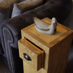 Rustic Wooden Pillar Stand Painted Sofa Side Table With Optional Shelf Or Drawer - thumbnail 4