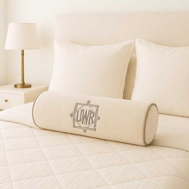 Monogrammed Bolster Luxury Velvet Pillow Custom Throw Cushion Embroidered Housewarming Gift Home Decor Master Bedroom Initials - image 1