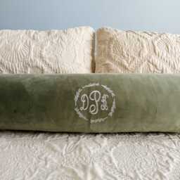 Monogrammed Bolster Luxury Velvet Pillow Custom Throw Cushion Embroidered Housewarming Gift Home Decor Master Bedroom Initials - thumbnail 2