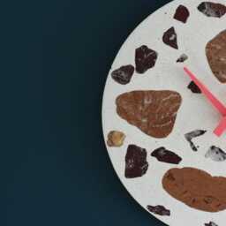 Terrazzo Wall Clock - Handmade Concrete Wooden Hands Unique Home Decor - thumbnail 2