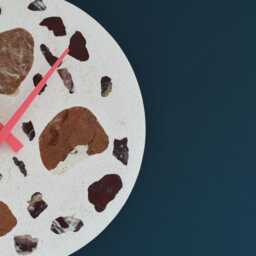 Terrazzo Wall Clock - Handmade Concrete Wooden Hands Unique Home Decor - thumbnail 3