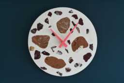 Terrazzo Wall Clock - Handmade Concrete Wooden Hands Unique Home Decor - thumbnail 1