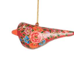 Kashmiri Festive Birds Papier-M??ch?? Christmas Tree Decorations - Bauble Ornament Opulent Traditional Colourful Pretty Ornate Handmade Gift - thumbnail 3