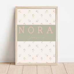 Personalised Sage & Pink Flower Name Sign For Girls Room, Nursery Or Playroom - Print Only - thumbnail 3