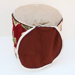 Handmade Kilim Pouf Cover - Red Turkish Wool, 18x18 - thumbnail 4