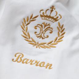 Personalized Royal Prince White Baby Boy Blanket Receiving With Large Embroidery - thumbnail 2