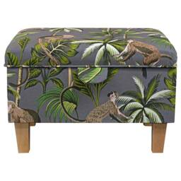 Grey Monkey Storage Footstool - Tropical Jungle Ottoman Handmade in Britain - thumbnail 3