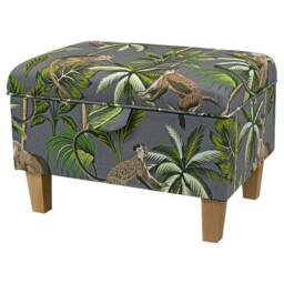 Grey Monkey Storage Footstool - Tropical Jungle Ottoman Handmade in Britain