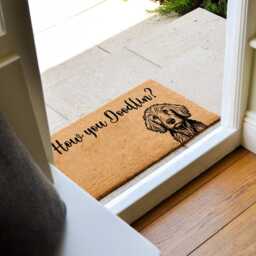 Custom Doodle Dog Doormat With Cute Saying, How You Doodlin, Door Mat, Goldendoodle Owner Gift, Labradoodle Gift - thumbnail 2